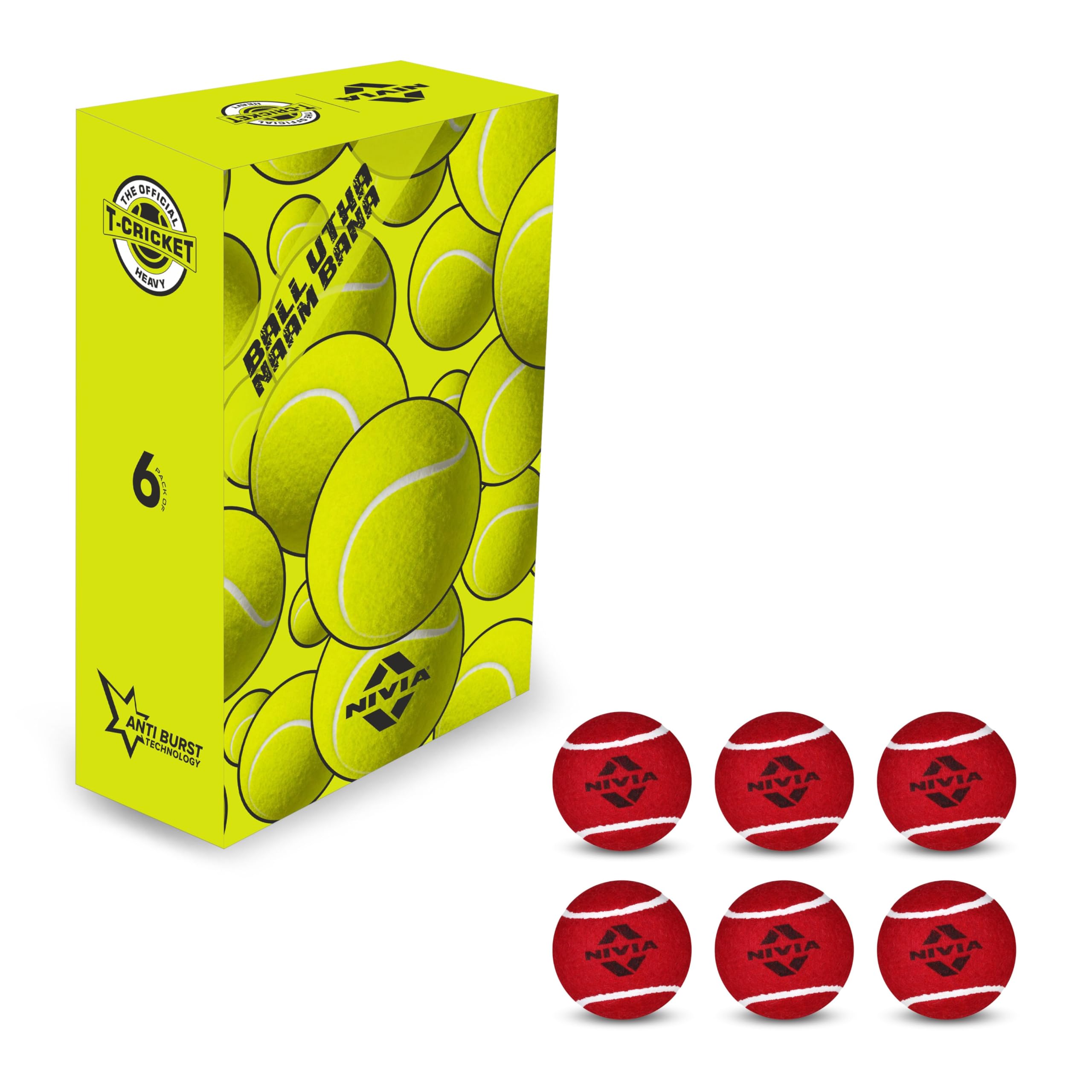 Nivia Heavy Weight Tennis Cricket Ball, Felt Tennis Ball for Cricket, Training Ball for Outdoor & Indoor, Heavy Tennis Balls for Players (Red, Pack of 6)-image-28