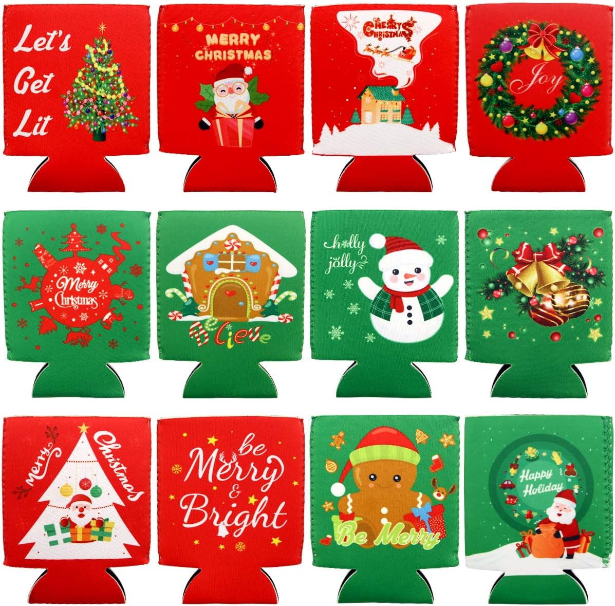Fancy Land Christmas Can Cooler Sleeves Funny Neoprene Beer Can Cover 12Pcs image 2
