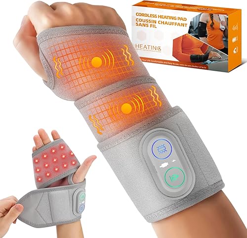 Miniatura 10 de Almohadilla térmica de muñeca inalámbrica para aliviar el dolor, artículos elegibles por la FSA, masajeador de muñeca recargable para túnel Obsidiana