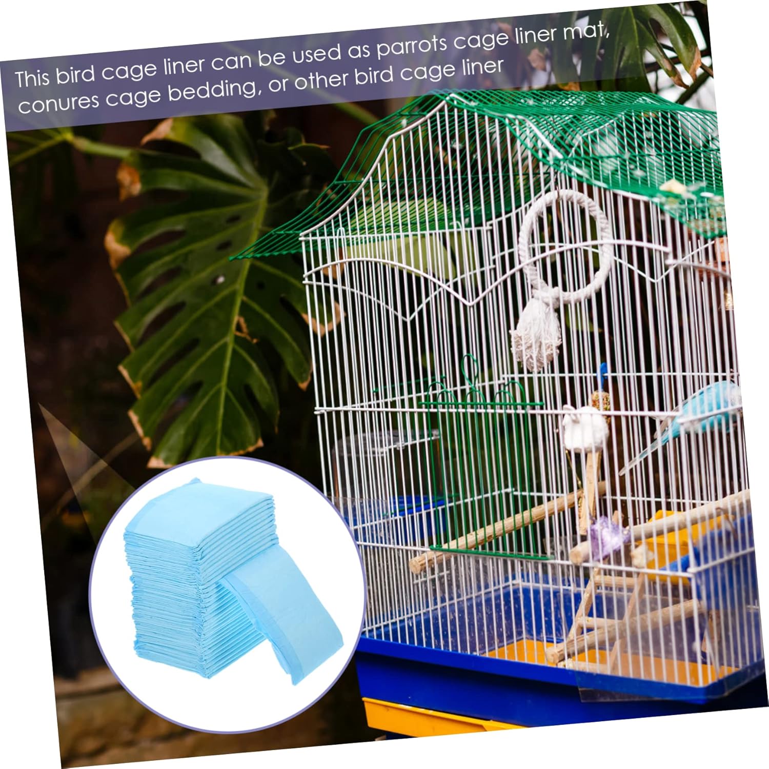 TOYANDONA 100pcs Bird Cage Liners Pre-cut Non-woven Fabric for Parrots Conures and Parakeets Bedding Easy to Change Keep Cage Clean