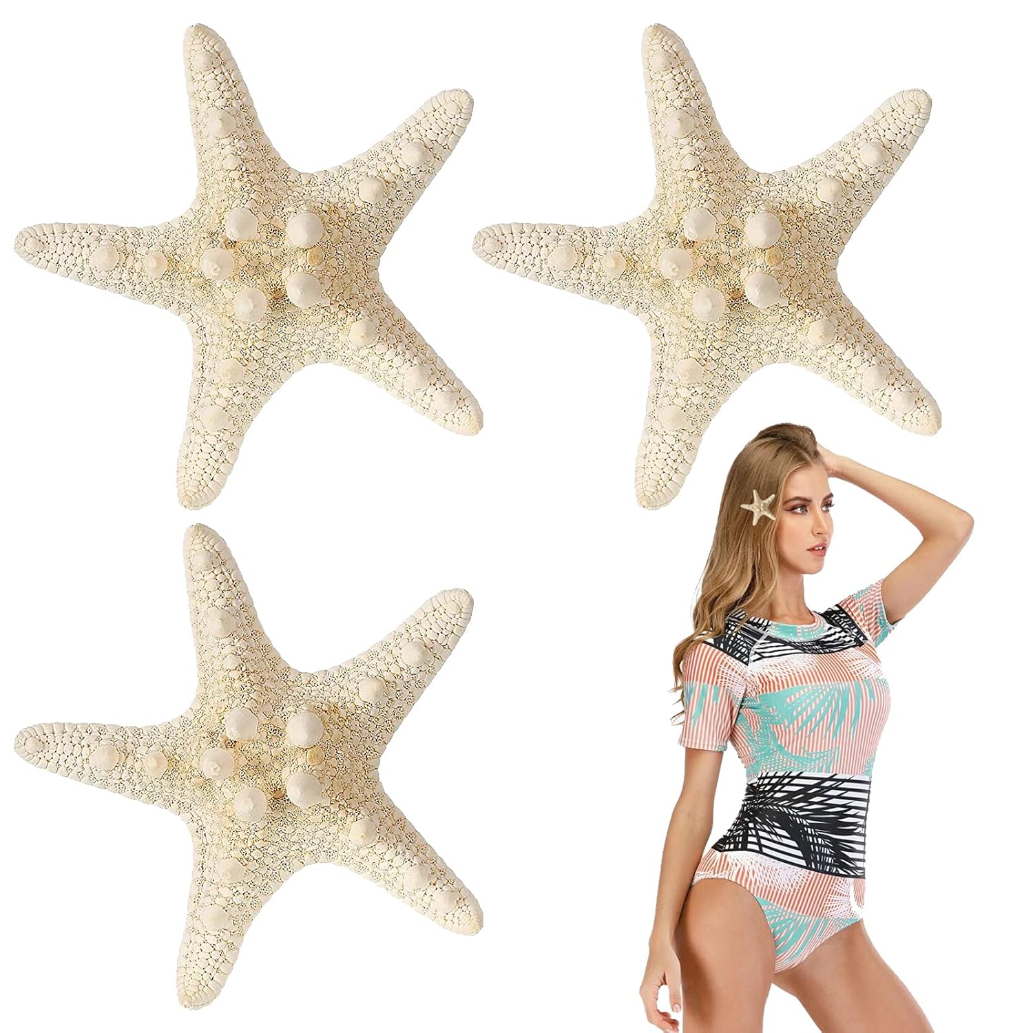 3Pcs Starfish Hair Clip Shell Crafts Ocean Style Beach Hairpin Mermaid Hairpin Women Girls Popular Hairpin Hair Accessories Style 1