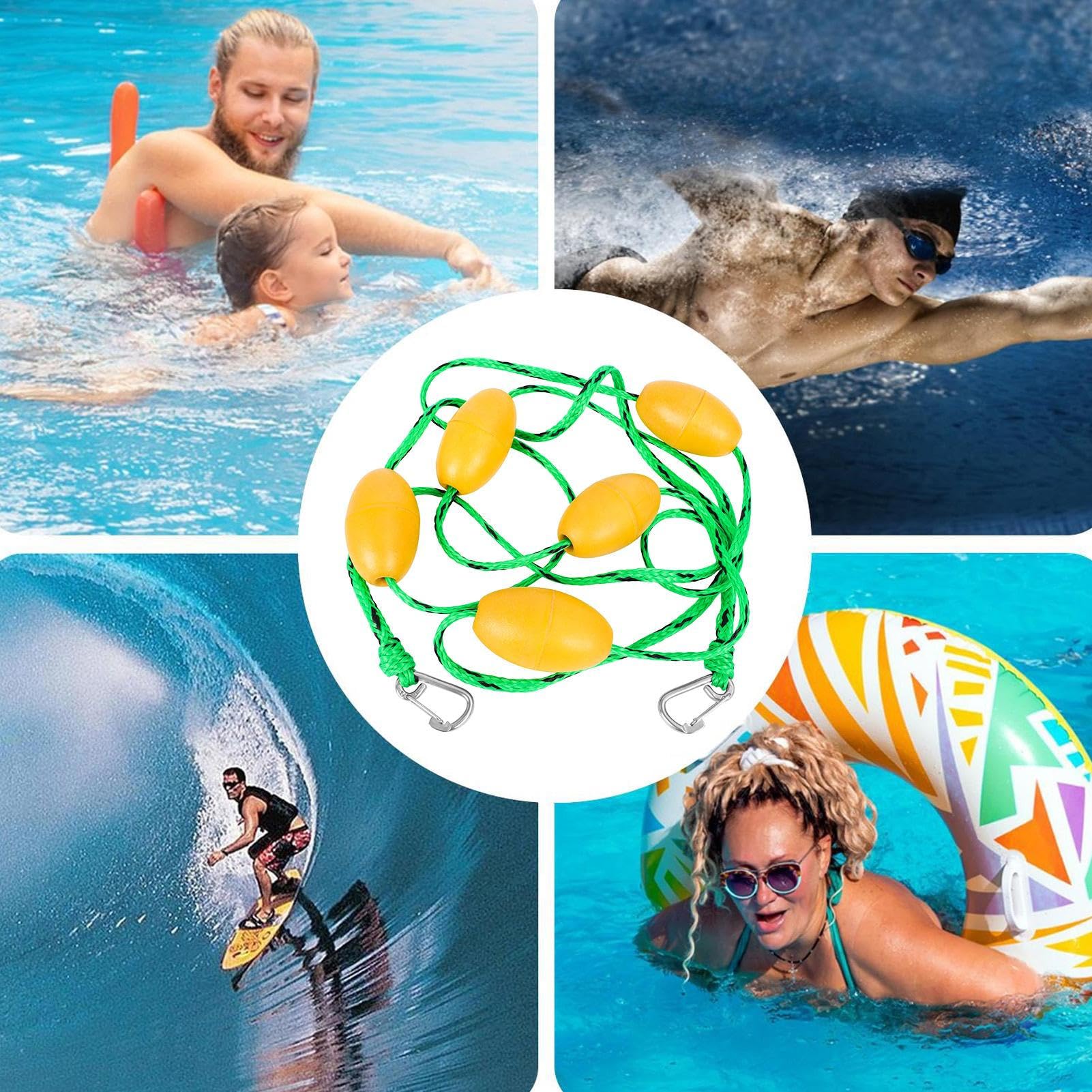 Flotteurs De Cordage pour Piscine, Ligne De Nage avec Flotteurs 5M pour Visibilité, Ligne de Couloir à Visibilité Élevée avec Crochets Inoxydables pour Plages Côtes et