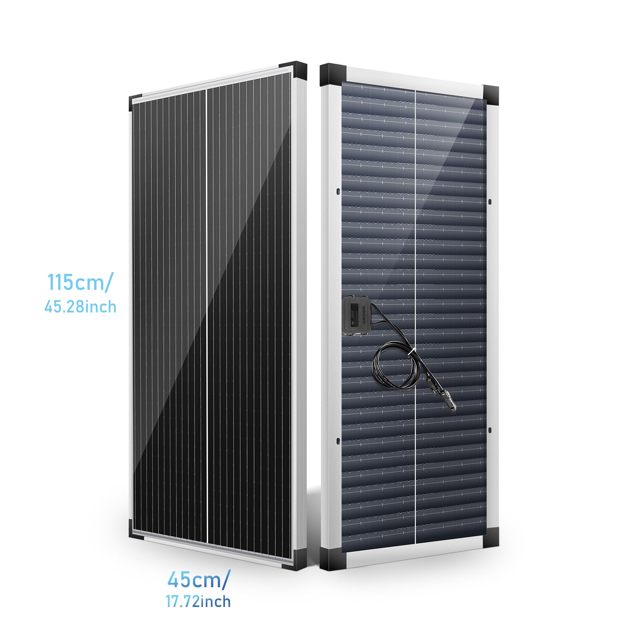 Nicesolar 100W Solarpanel Solarmodul Bifazial monokristallines Photovoltaik Solarzelle 100 Watt PV Modul für 12 Volt Batterien Wohnwagen Wohnmobil Boot Yacht RV Dachhalterungen Off Grid