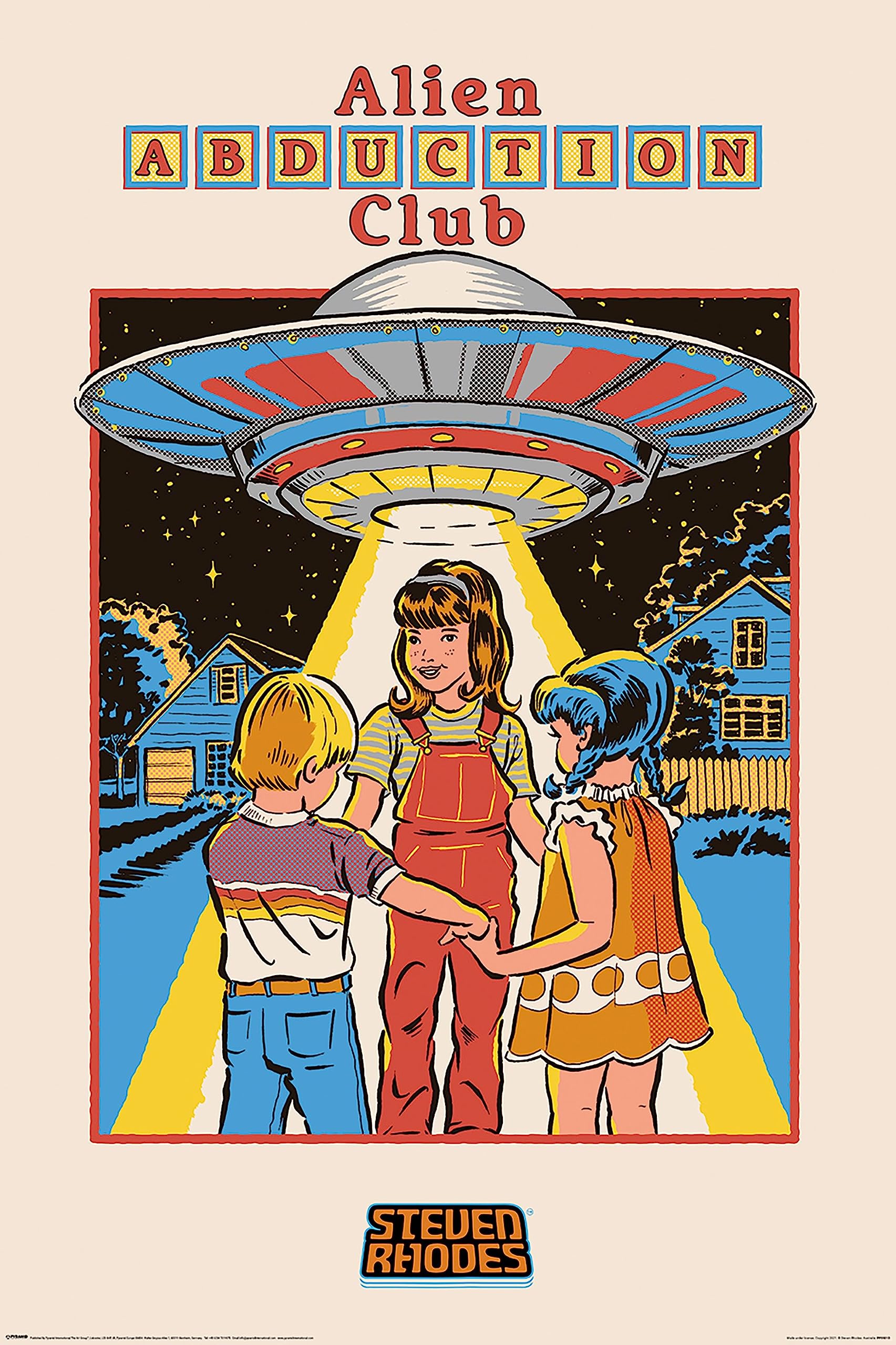 Grindstore Multicolour Laminated Steven Rhodes (Alien Abduction Club) Maxi Poster Large Wall Art Print, Wall Decor, Home Office Classroom Decoration, Gift Idea, Decorative Print 91.5X61cm