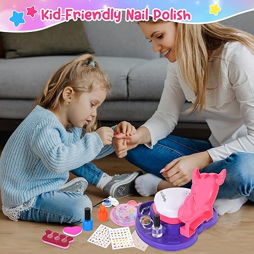 Miniatura 6 de Neragron Kit de 39 esmaltes de uñas para niños y niñas, kit de arte de uñas para niñas y niños, esmalte de uñas despegable para niños con secador de