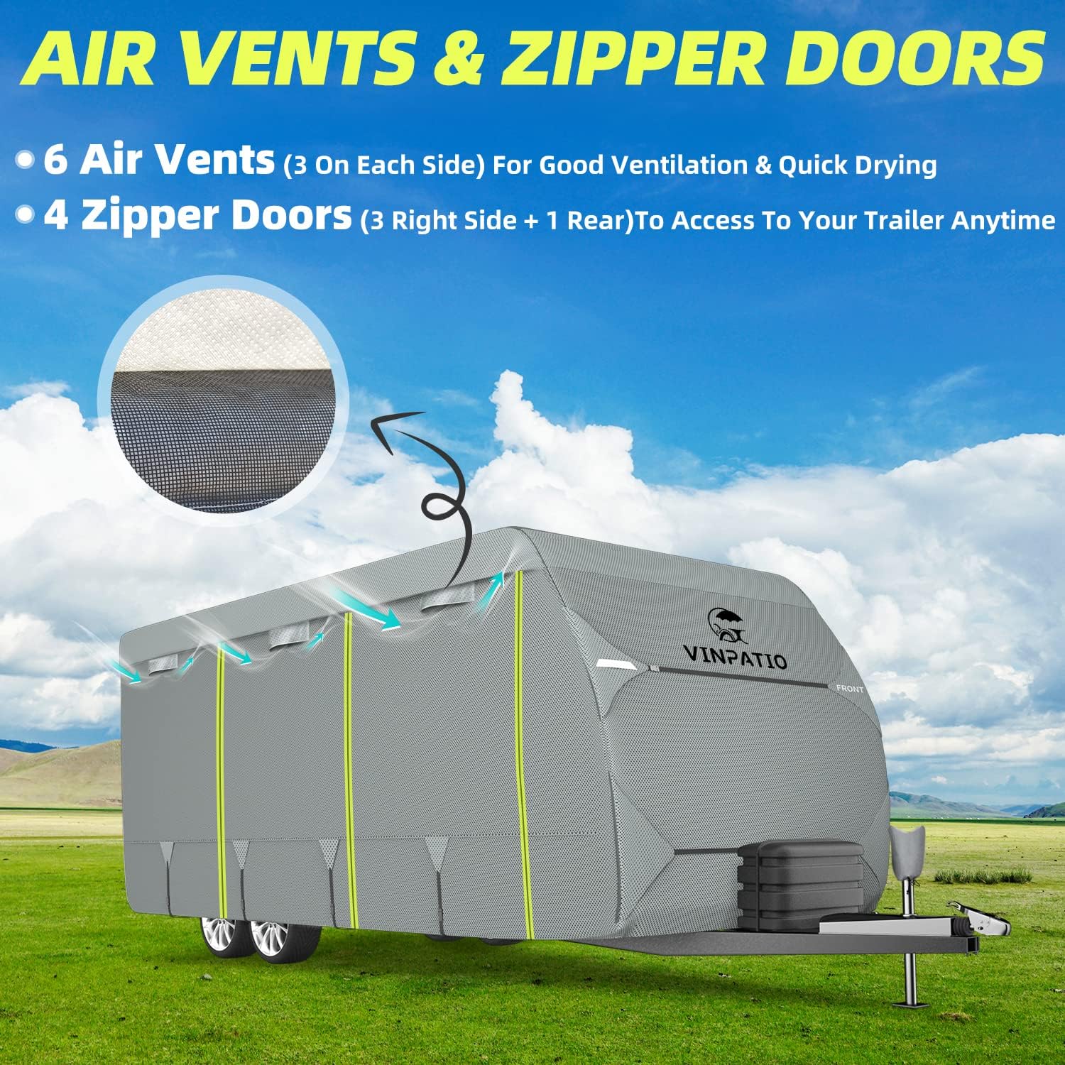 VINPATIO RV Cover, 7 Layers Heavy Duty RV & Trailer Cover, Fits 27'-30' Travel Trailer Camper Cover with RV Accessories :Tongue Jack Cover, Extra Windproof Straps, Gutter Covers : Automotive