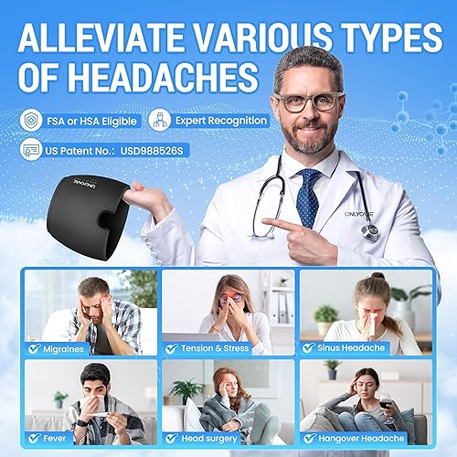Miniatura 8 de ONLYCARE - Gorro para aliviar migrañas, máscara calmante, envoltura de gel frío sin olor, terapia de fríocalor, compresa de hielo para dolor de