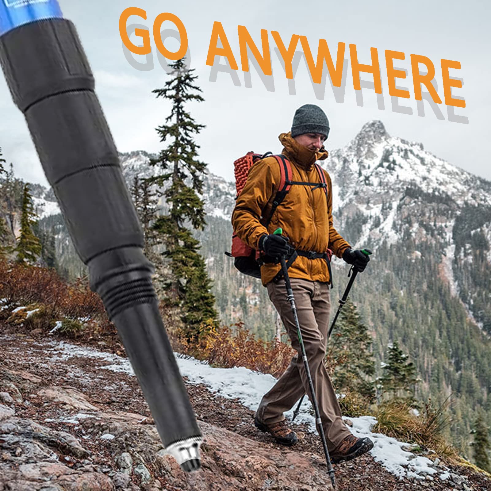 Punte universali per bastoni da trekking con punte in carburo per bastoni da trekking, confezione da 4 protezioni in gomma di ricambio per la maggior parte dei bastoncini da trekking standard