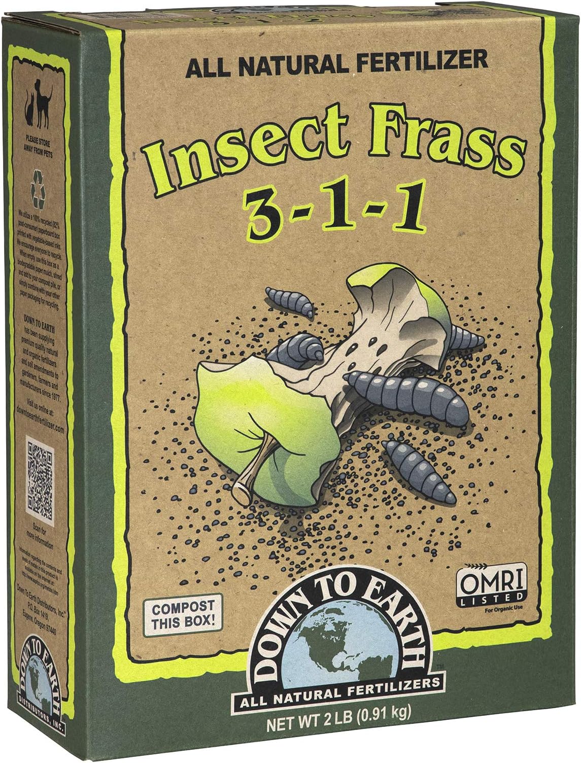 Down to Earth Organic Insect Frass Fertilizer Mix 3-1-1, 2lb