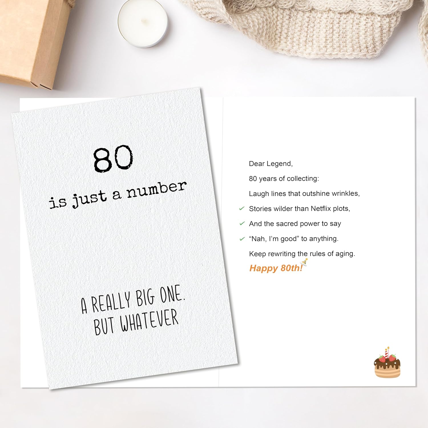IDU Funny 80th Birthday Card,Humorous 80th Birthday Decorations & Gifts for Women Men,Birthday Gifts Cards for 80 Year Olds - Image 2