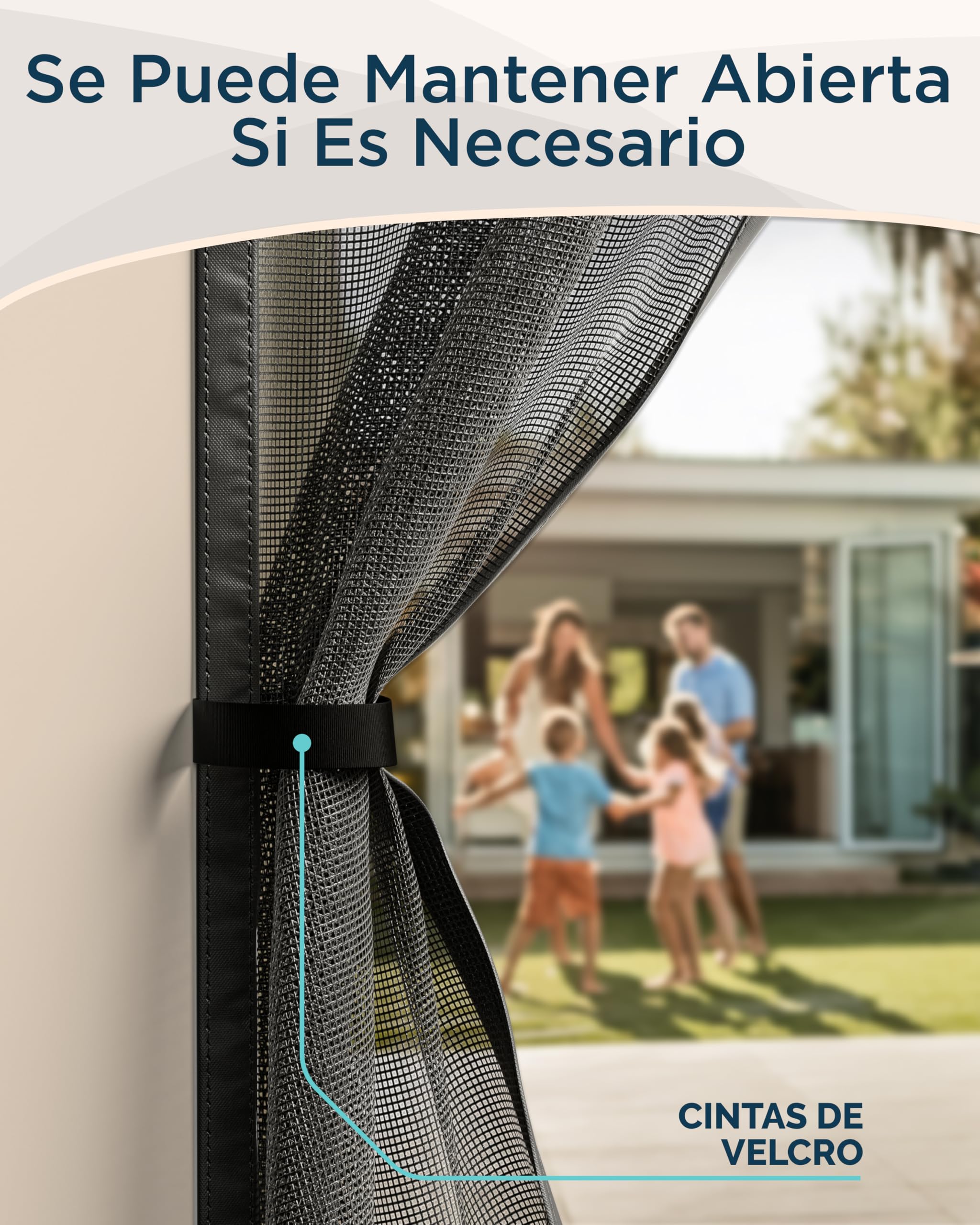 ARCOL Mosquitera Puerta Magnética 80x250 cm de Fibra de Vidrio – Adiós a los Mosquitos en 3 min, Malla Ultra-Fina, Cierre Automático con Imanes y Pesos, Cinta de Fijación Extra Ancha (Negro)