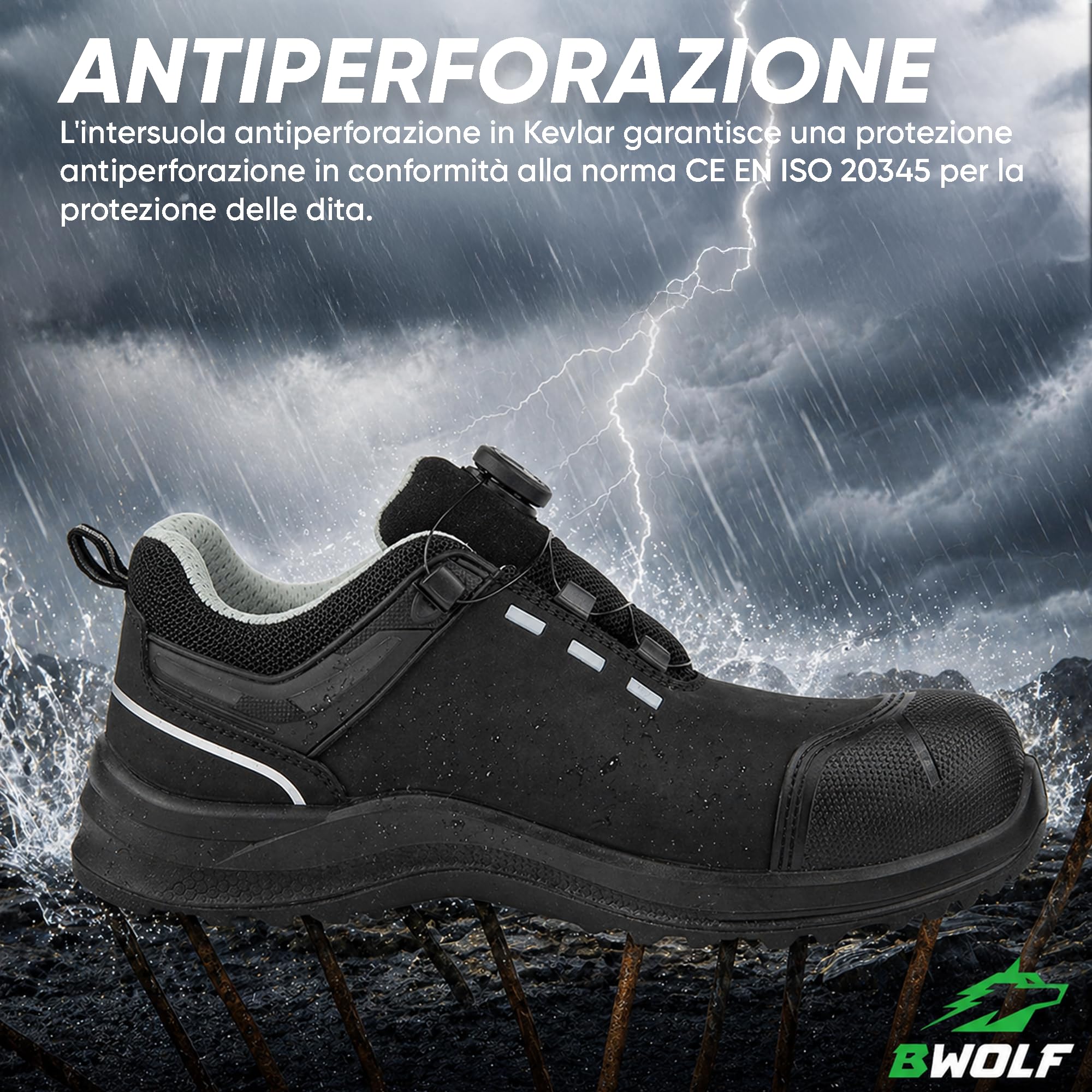 BWOLF Defender FIT S3S Scarpe antinfortunistiche da uomo e da donna – Scarpe antinfortunistiche leggere S3, impermeabili, senza metallo, cappuccio composito