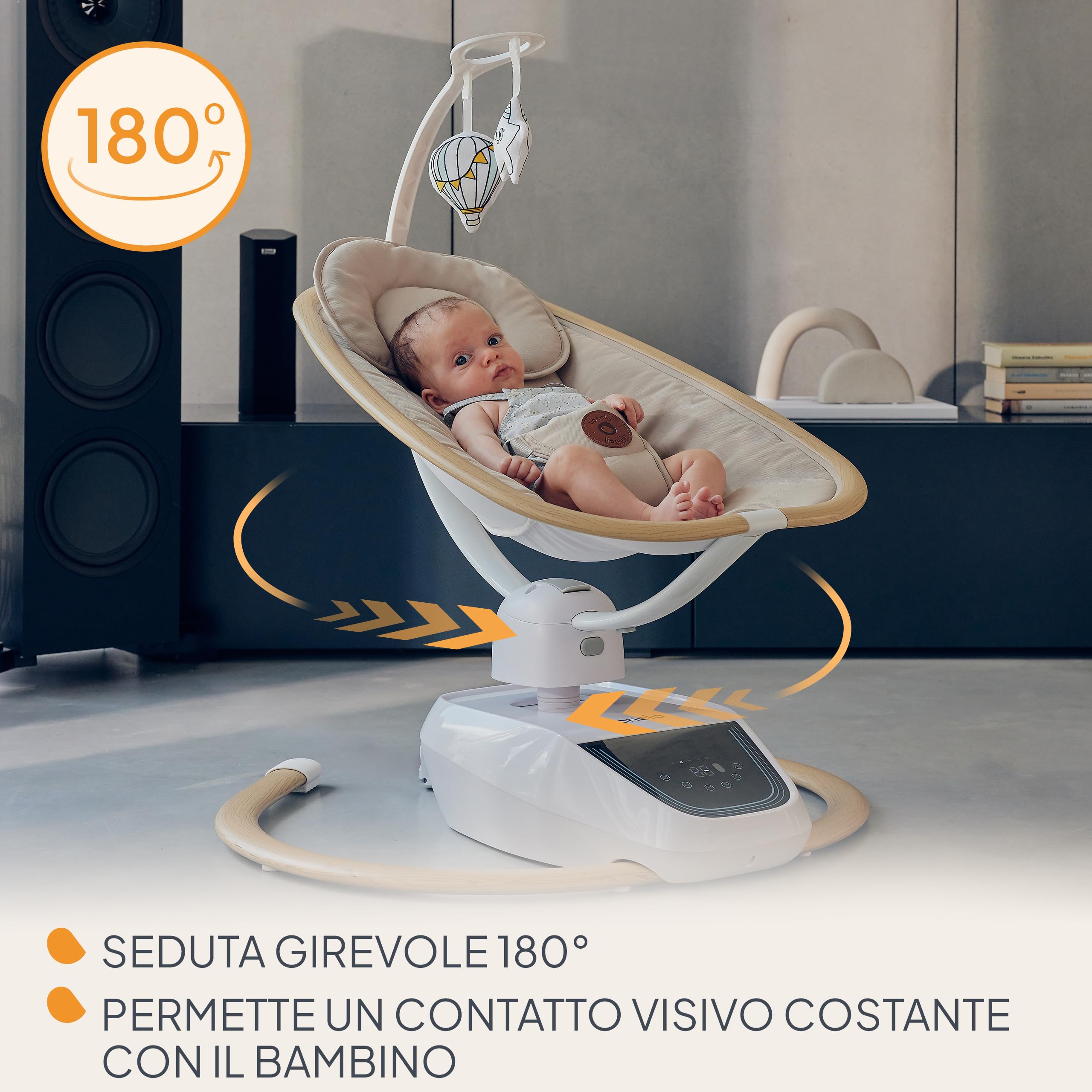 LIONELO OLIVIA Sdraietta a dondolo elettrica per bambini fino a 9 kg