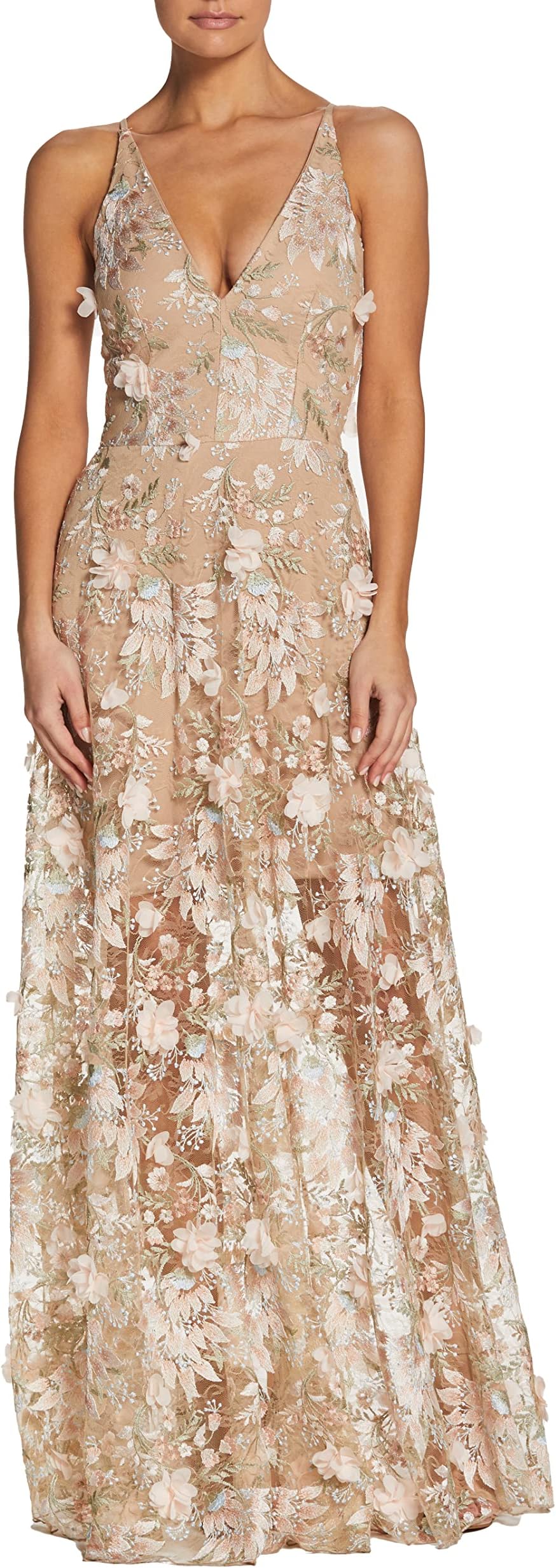 Women's Sidney Sleeveless Plunge Neckline Fit and Flare Maxi Dress