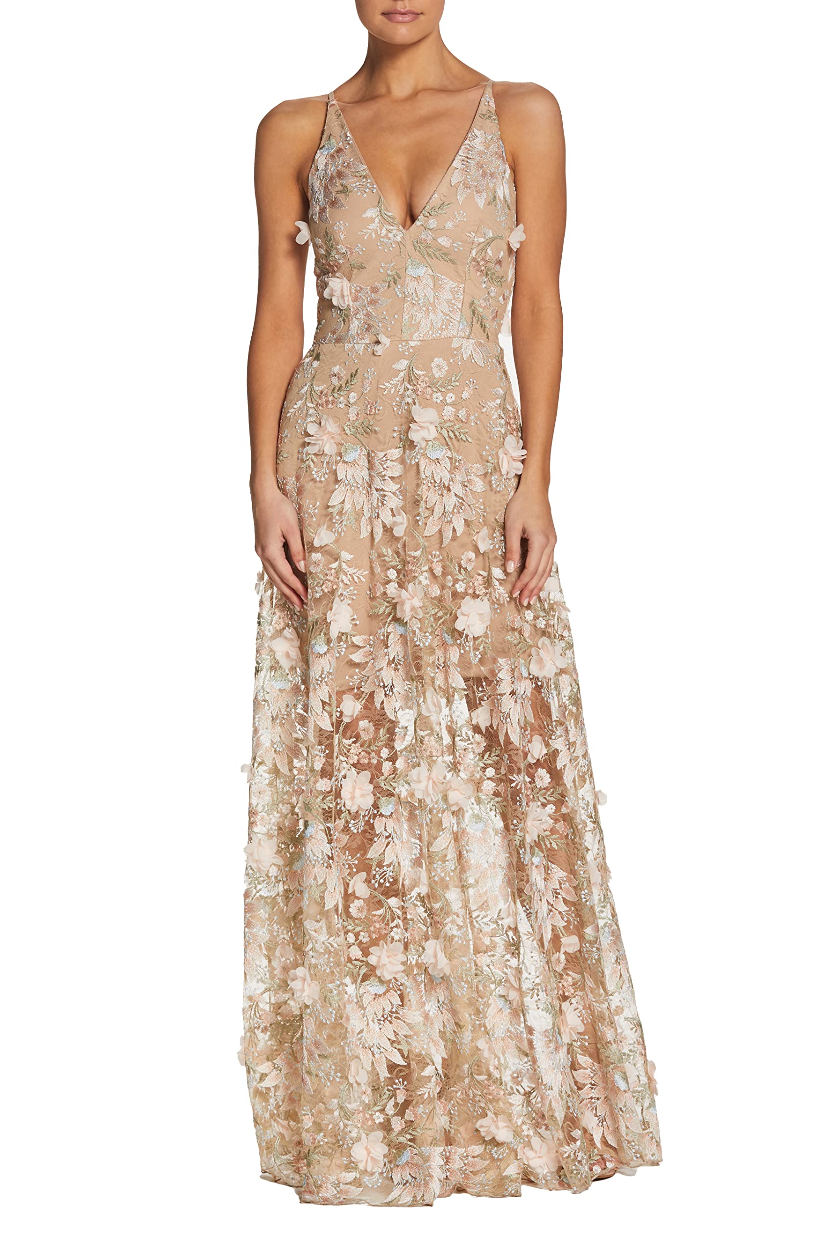 Women's Sidney Sleeveless Plunge Neckline Fit and Flare Maxi Dress