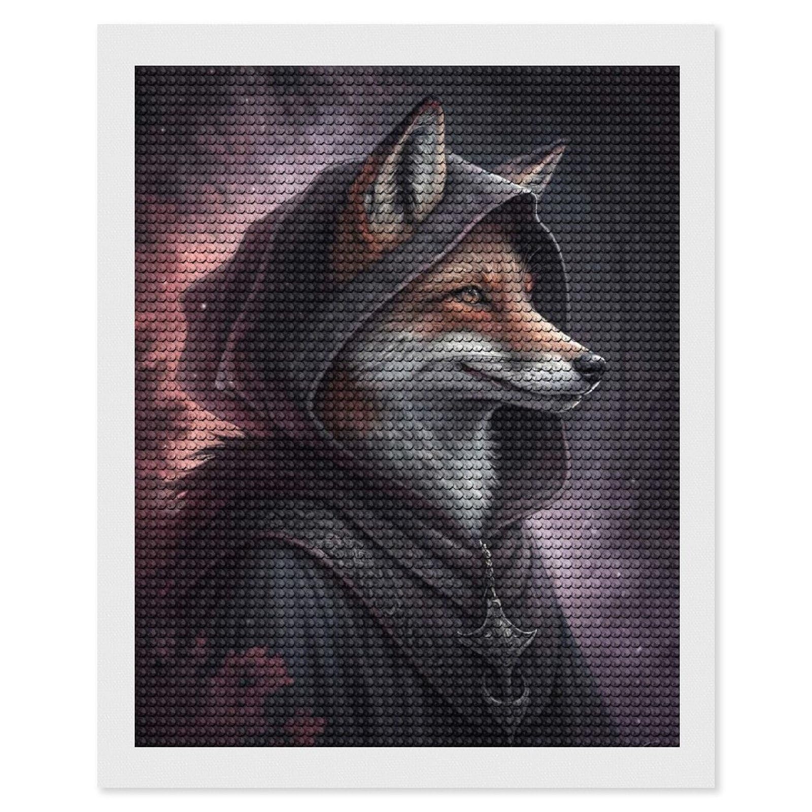 Junmoney Mysterious Fox Wizard Diamond Painting Canvas Set 16"x20", for Women, Pleasing Wall Art Project, Aesthetic Room Decor, Gift Idea