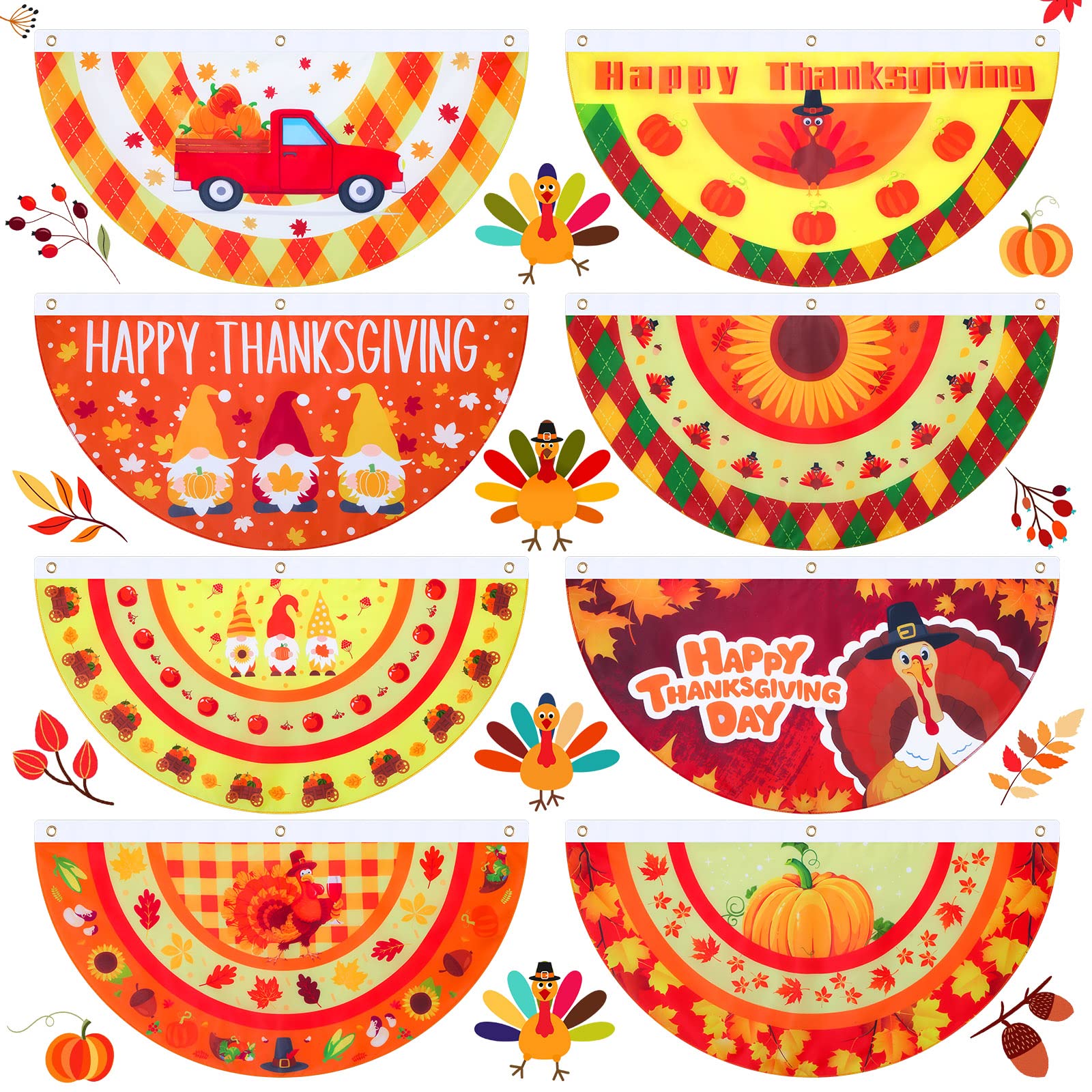 Amazon.com: 8 Pcs Thanksgiving Fall Bunting Flag for Outdoor Porch ...