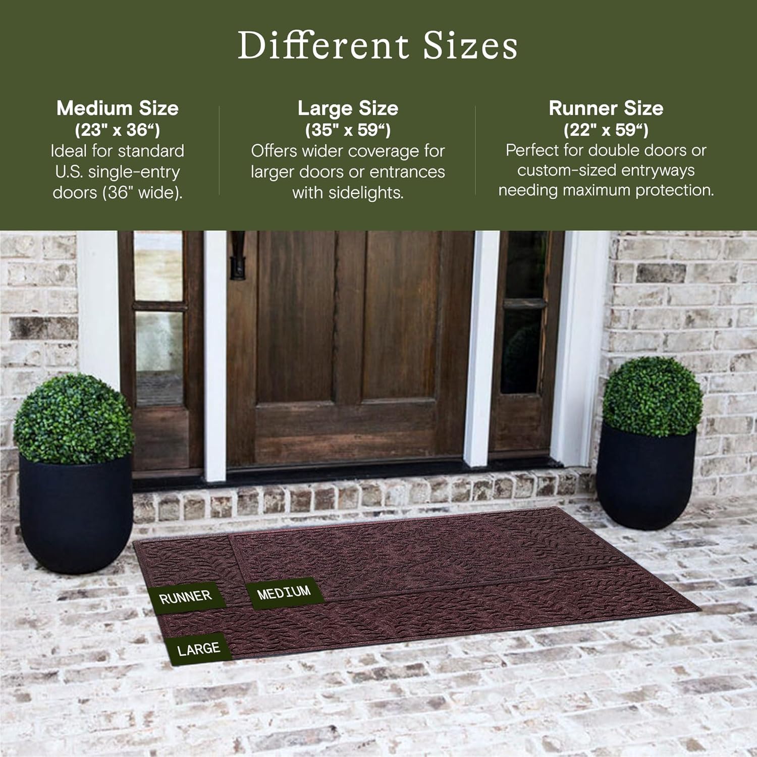 WaterHog Boxwood Front Door Mat Indoor Outdoor Entrance, Absorbent All-Weather Doormat with Non-Slip Rubber Backing, Dirt & Moisture Trapper, Low Profile & Easy Clean, Made in USA, 23"x36" Bordeaux