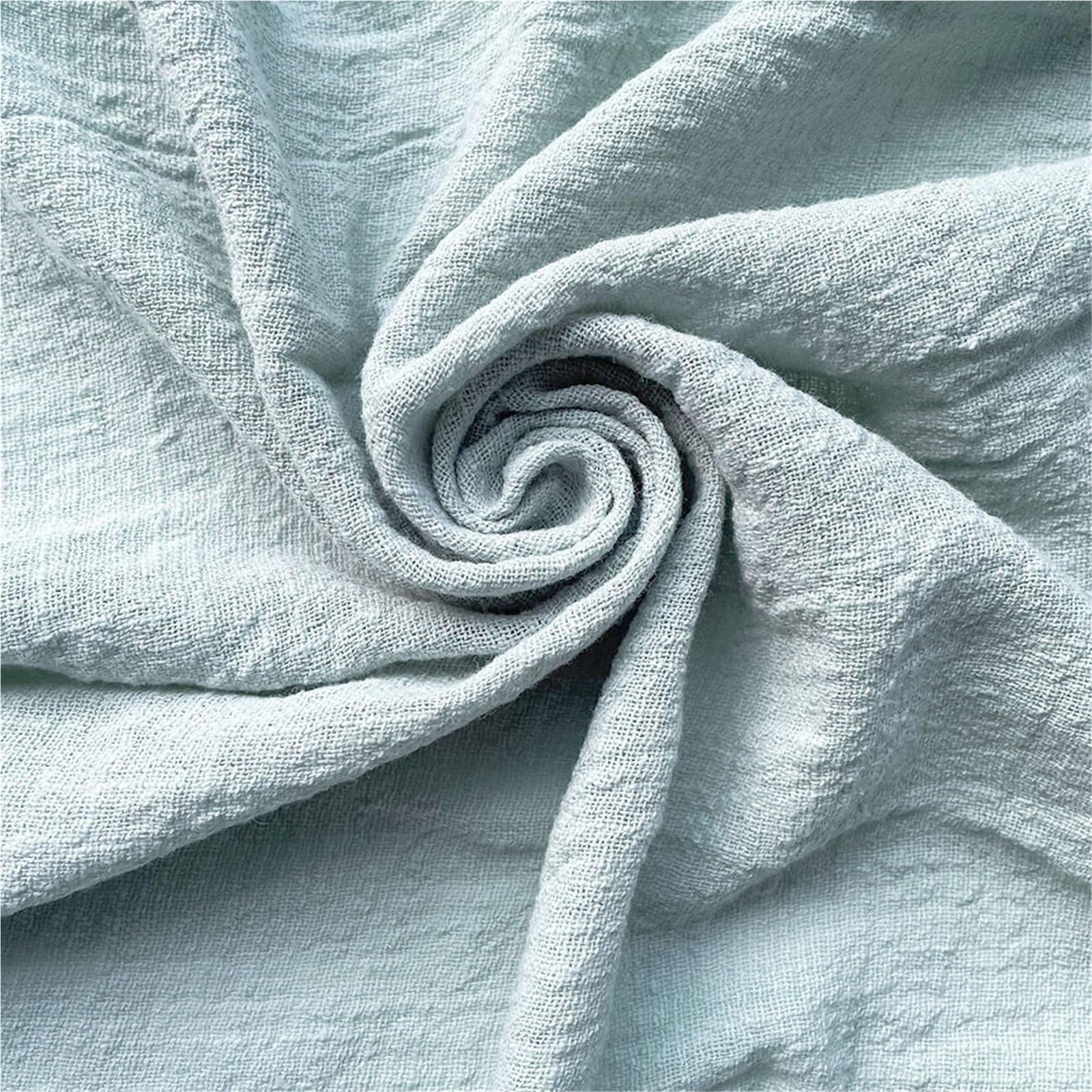 1 x Sommerkreppstoff, modisch, dünner Leinen-Baumwollstoff, umweltfreundlich, weich, atmungsaktiv, DIY, Handarbeit, Nähen, Basteln, Kleidung, Kleiderstoff zum Nähen (Cyan, 90 x 125 cm)