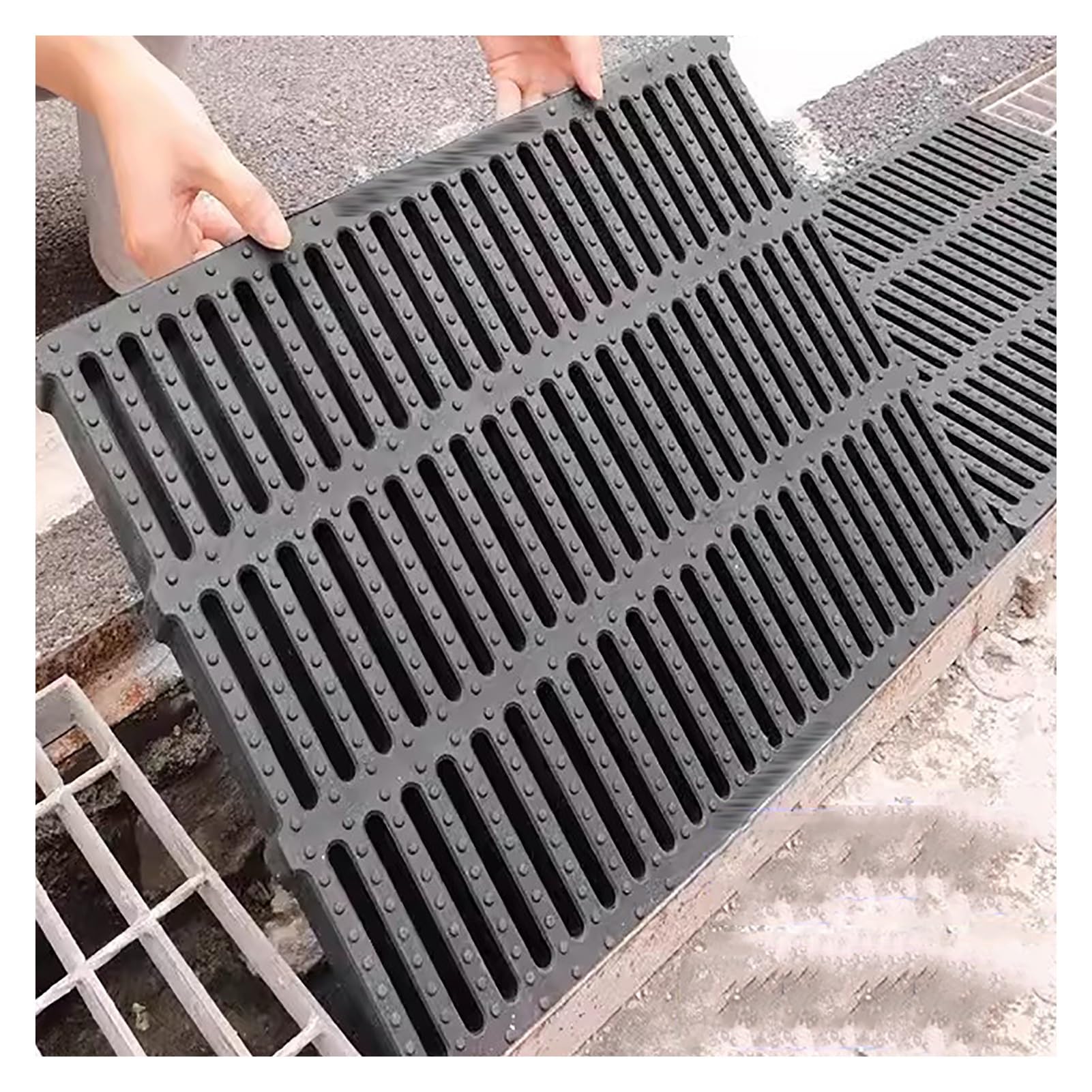 Gutter Plate With Grille, Polymer Rain Gutter Gutter Cover, Plastic Rainwater Cover For House/sidewalk(50x35x2cm/19.7x13.8x0.8in)