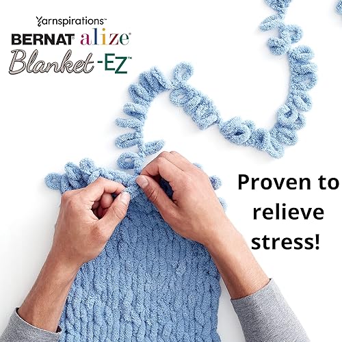Miniatura 4 de Bernat Alize Blanket-EZ - Ovillo de hilo súper suave para principiantes, tejido a mano, no necesita agujas ni ganchos, gris oscuro, paquete de 2