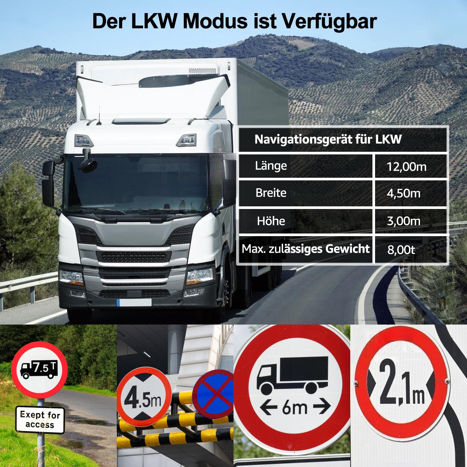 GPS-Navigation für PKW LKW 9 Zoll Navigationsgerät mit Sonnenschirm POI Sprachführung Spurassistent Europakarte Kartenaktualisierungen