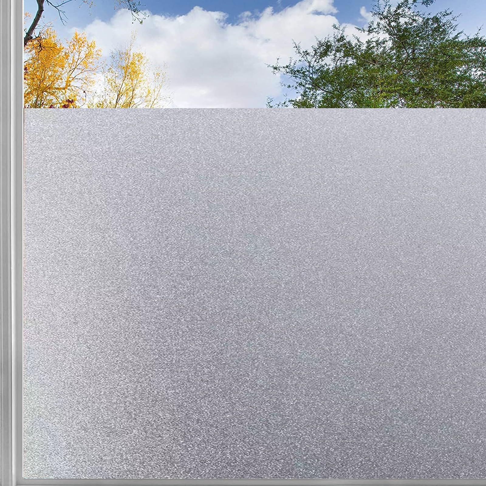 Frosted Privacy Film for Glass Windows 120 x 1000 cm(47 x 394inch) Opaque Anti UV Light Blocking Privacy Stained Glass Window Film Privacy Window Film for Glass Windows Bathroom, Pure scrub — image 1