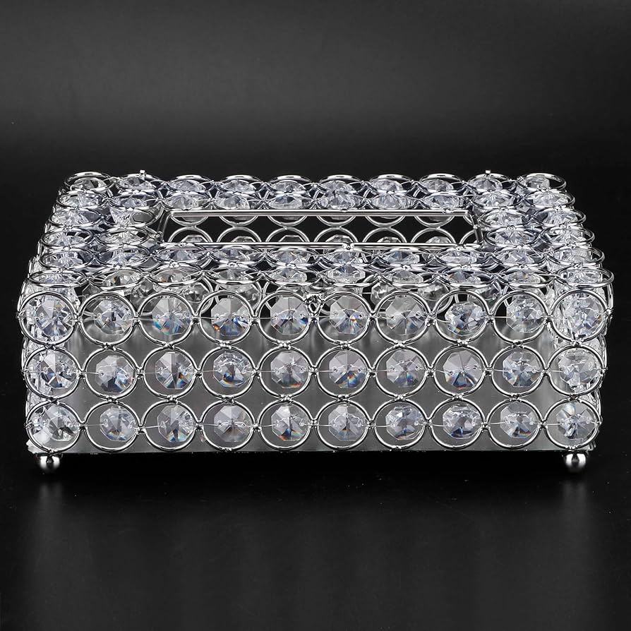 Amazon｜ティッシュケース、エレガントな電気メッキ鉄クリスタル