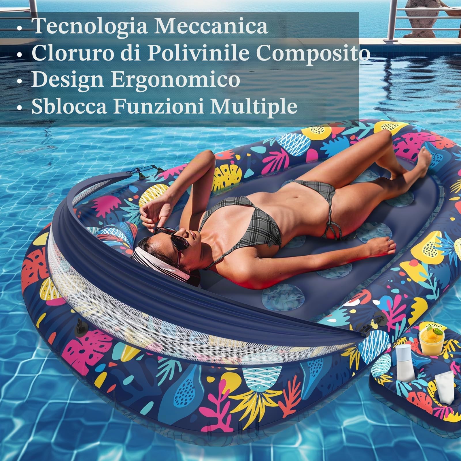 Amaca galleggiante,Materassino Mare,Letto Galleggiante,Materassino Gonfiabile Mare,con baldacchino,Gonfiabili Per Piscina,Amaca Gonfiabile Piscina,per Lago Spiaggia Piscina Cortile Festa