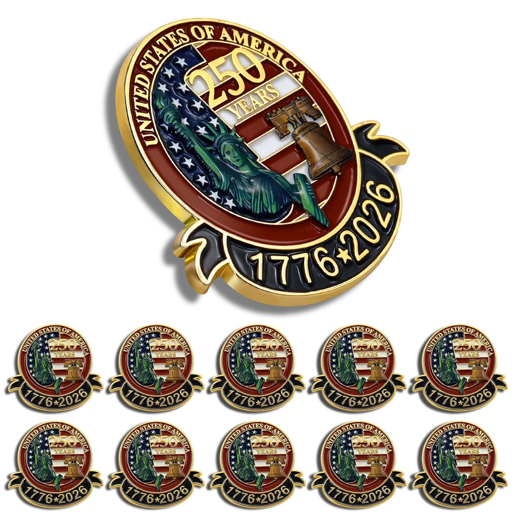 250 Anniversary USA Lapel Pin 10/20/50/100Pcs 1.3inch Enamel US Patriot Collectible Accessories 250 Years Of Freedom 1776-2026 for Patriot's Day Independence Day-image-29