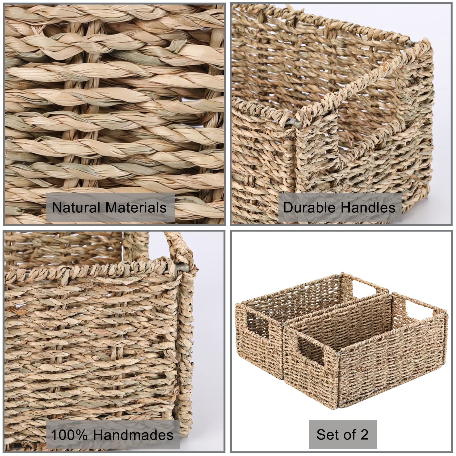 Small Wicker Storage Baskets, Vagusicc Seagrass HandWoven Storage