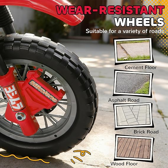 Aosom 6V Kids Motorcycle, Electric Motorcycle with Dirt Bike Style, Street Bike Design Battery Powered Ride On Toy with Training Wheels, Headlight, Music, Ages 5-8, Red