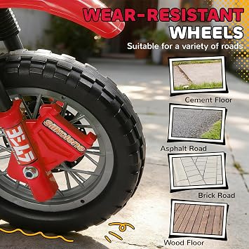 Aosom 6V Kids Motorcycle, Electric Motorcycle with Dirt Bike Style, Street Bike Design Battery Powered Ride On Toy with Training Wheels, Headlight, Music, Ages 5-8, Red
