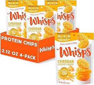 Whisps Cheese Crisps Cheddar Cheese | Protein Chips | Healthy Snacks | Protein Snacks, Gluten Free, High Protein, Low Carb...