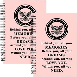 Army Gift 2pcs Military Spiral Notebook Behind You All Your Memories Military Graduation Gift Inspirational Spiral Journals Army Appreciation Gifts(2 Spiral-BE Army Pink)