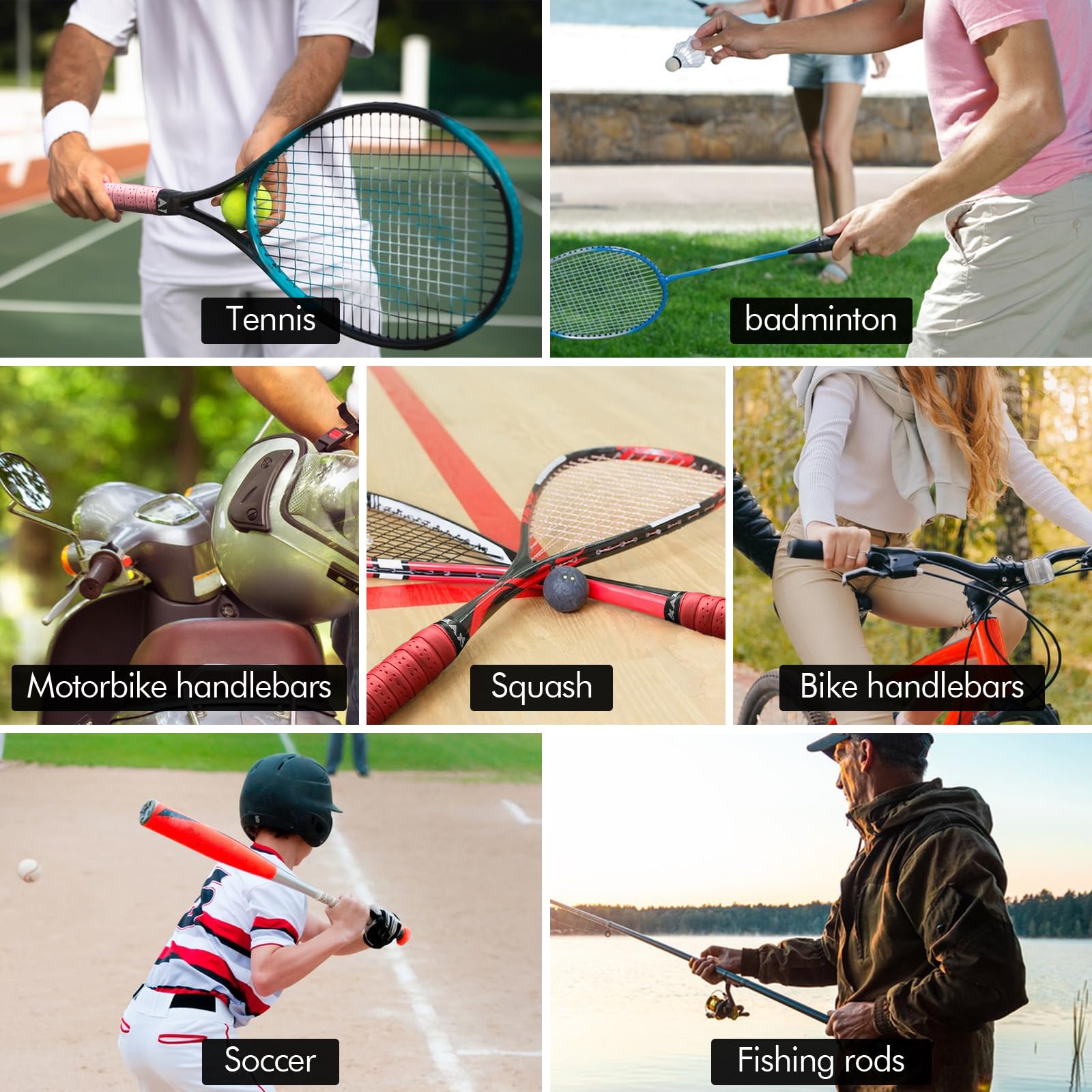 poeland Paquete de 4 cintas de agarre antideslizantes para raquetas, antideslizantes, absorbentes para tenis, bádminton, pickball