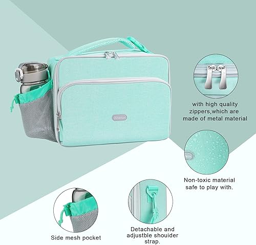 Miniatura 4 de Amersun - Lonchera térmica duradera con correa ajustable para llevarla en el hombro, para la escuela, mantiene los alimentos frescos, para niñas y