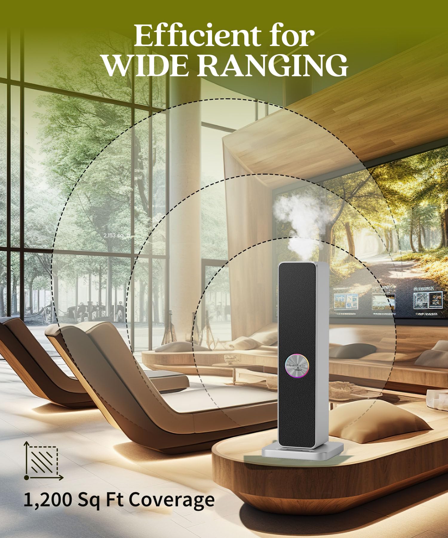Lantixin Wasserloser Diffusor für ätherisches Öl – Nano-Zerstäubungstechnologie Plug in Diffusor für große Räume – Ultra leise Öl-Diffusoren für Zuhause, Büros, Hotels, Aromatherapie-Erlebnis (Silber)