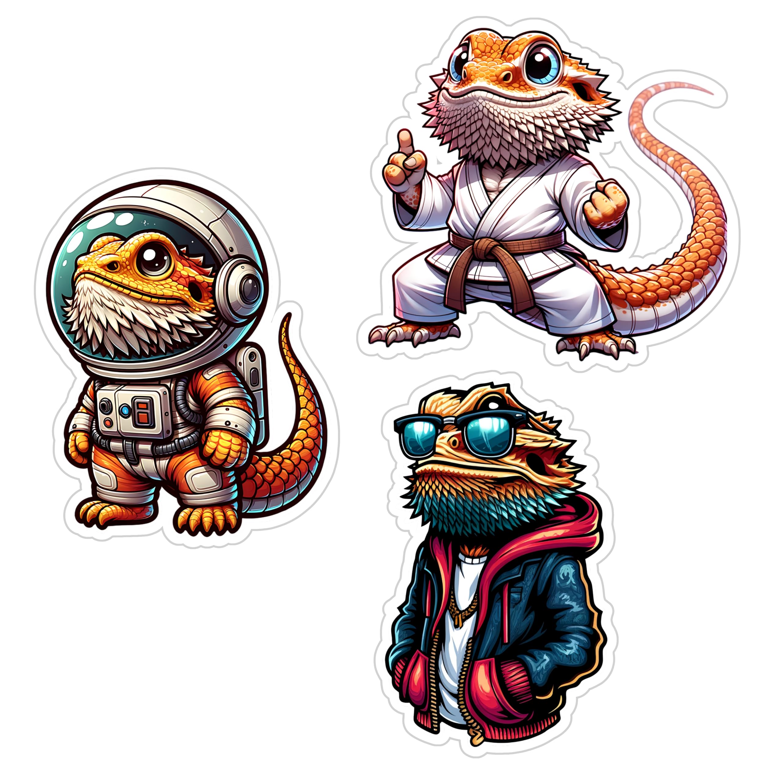 Funny Reptile Magnet, Bearded Dragon Refrigerator Magnet, 4" Inches, Magnetic Gift for Lizard Lovers, Pet Owners, Reptile Rescue Workers, Wildlife Rehabilitation (Set of 3)