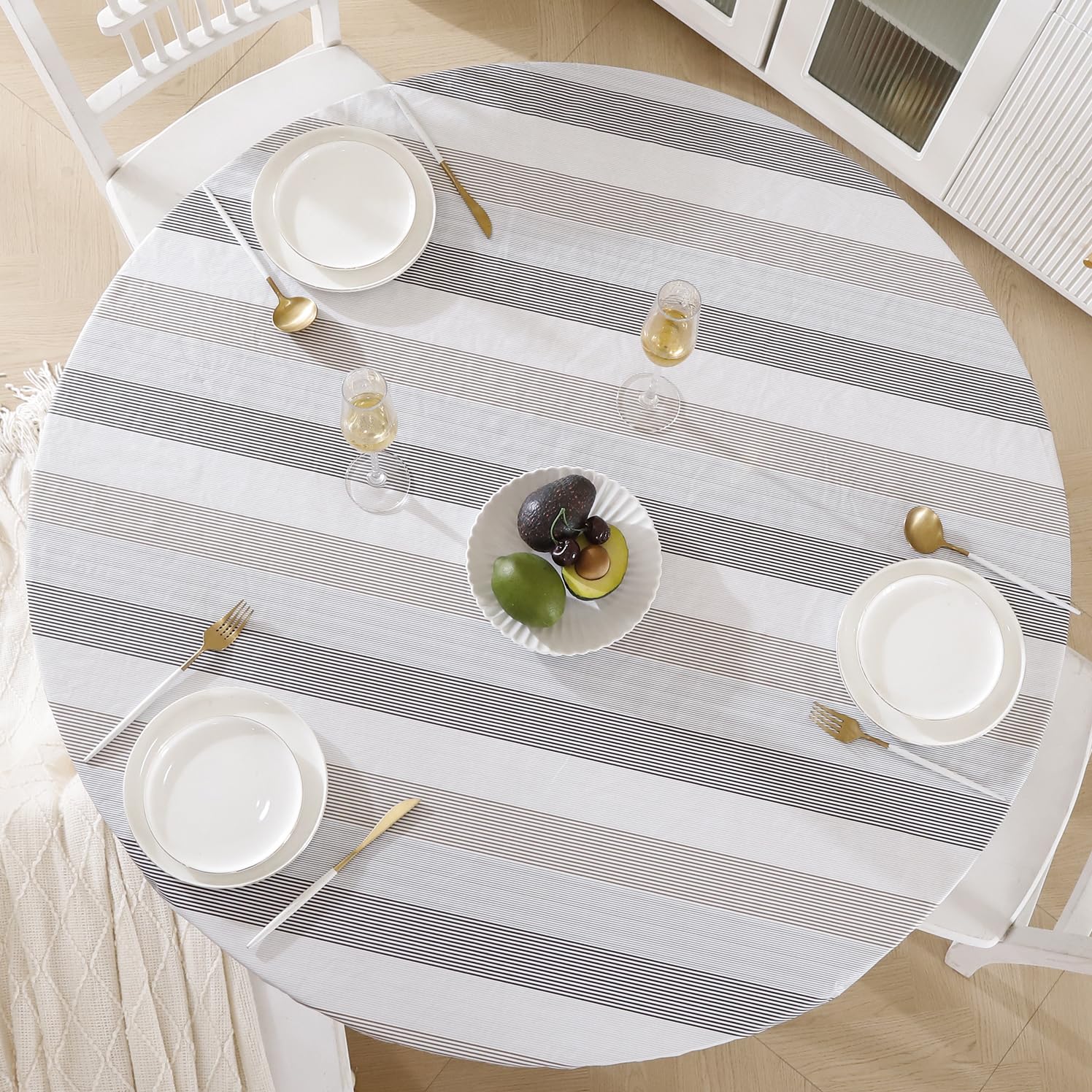 Photo 1 of ***STOCK IMAGE FOR REFERENCE***
Walrus Round Vinyl Fitted Tablecloth with Flannel Backing Elastic Edge Design Table Cover Waterproof Oil-Proof PVC Table Cloth Stain-Resistant Best for 57"-66" Round