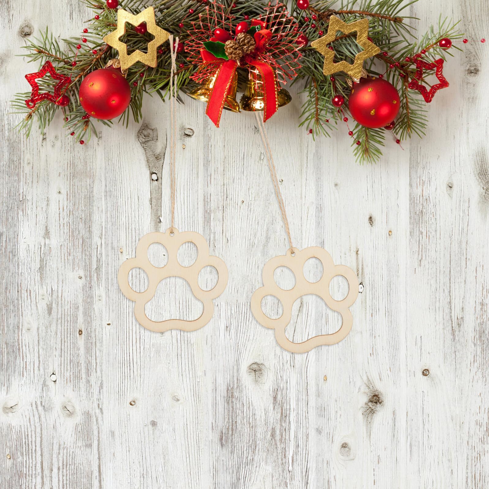 Baluue Set 20 Ciondoli in Fette di Legno Naturale con Cordino in Cotone, Ornamenti Pendenti Rustici per Decorazioni Casa e Feste, Artigianato Creativo e Regalo per Ragazzo Ragazza e Hobby DIY