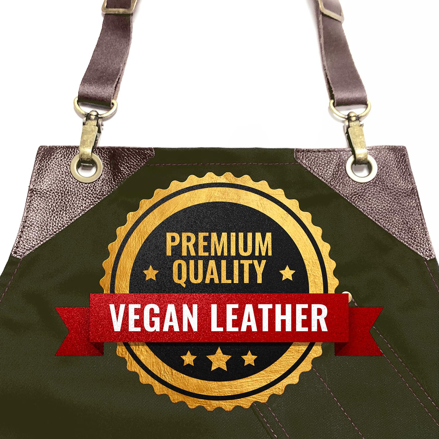 Under NY Sky Barista Apron – Professional Twill – Cinghie in pelle – Doubles as a Bistro Apron, Black and Black Leather