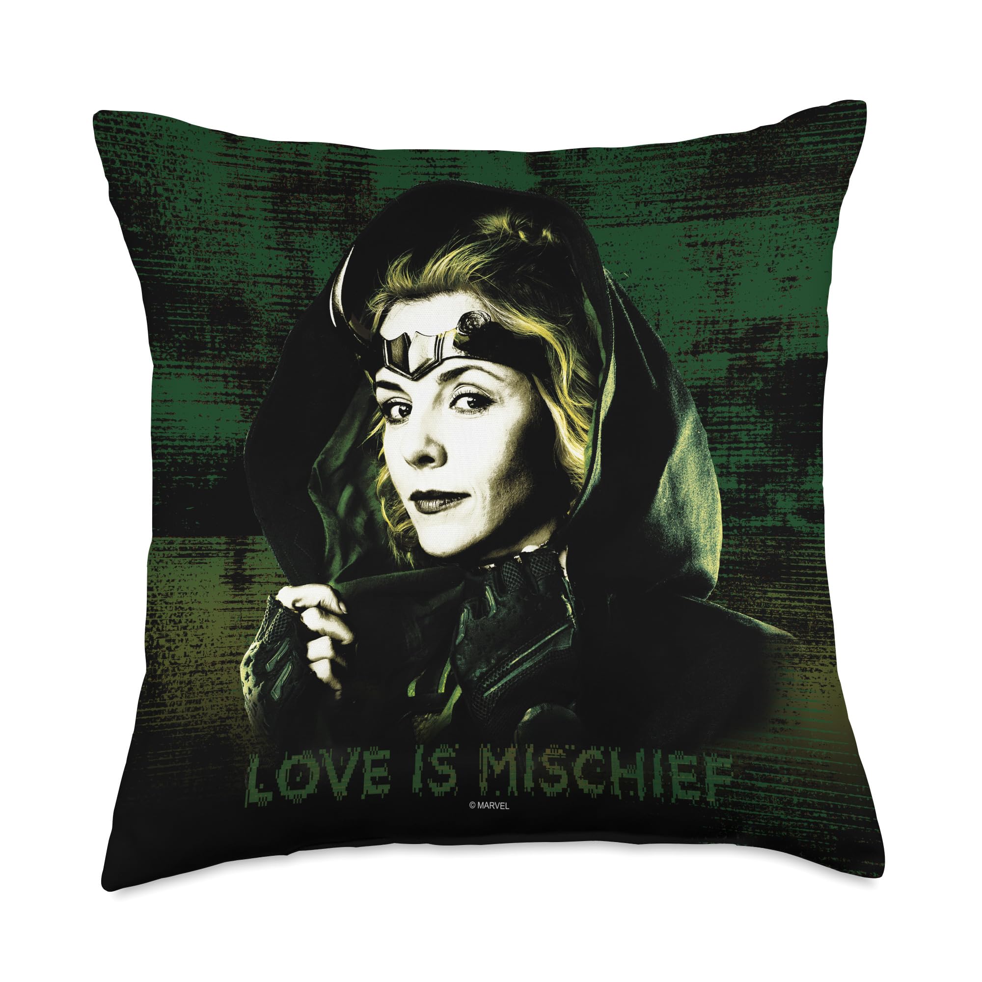 Coussin Loki Sylvie multicolore au design Love is Mischief avec motifs double face