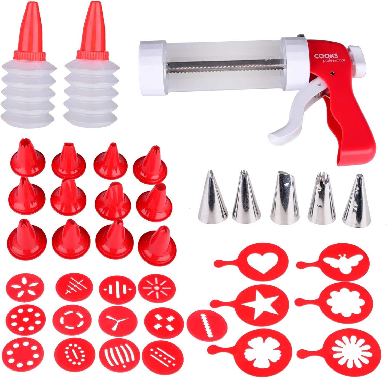 Cooks Professional Cookie Press Kit with Press Gun, Decorating Pieces