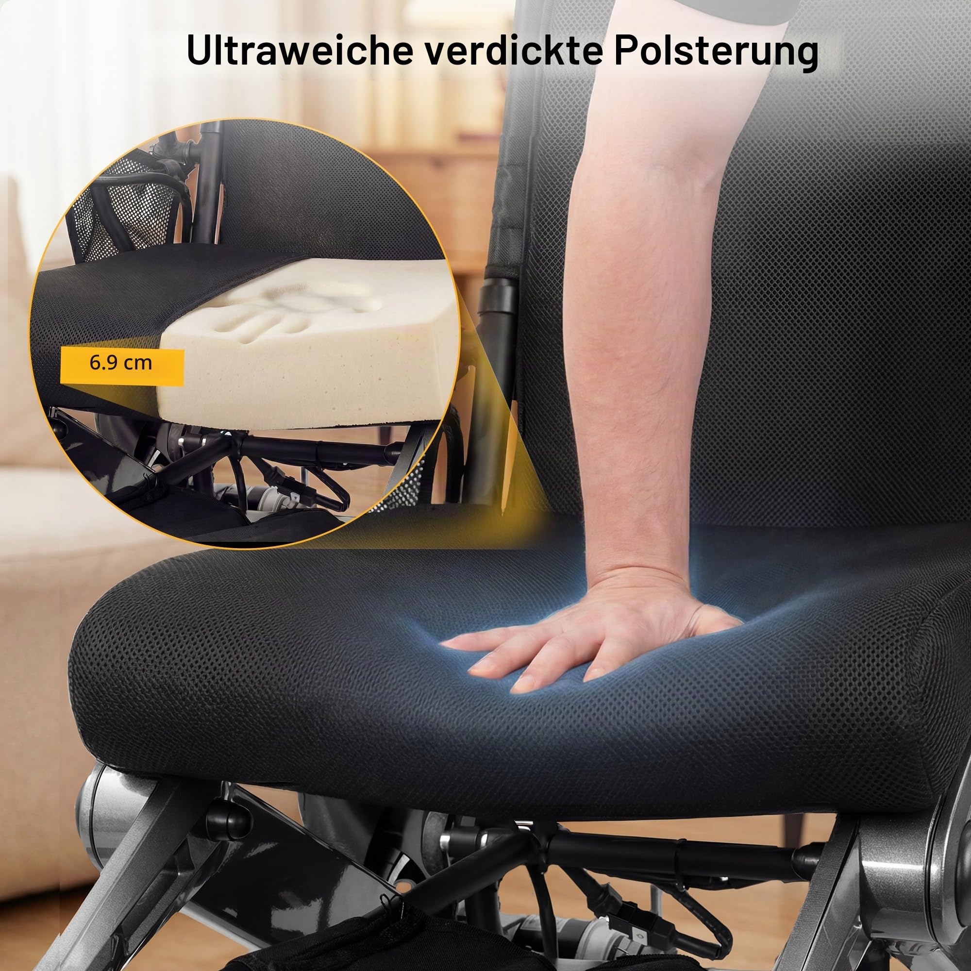 Elektrischer Rollstuhl Faltbar Leicht, 500W All-Terrain Elektrorollstuhl bis 180kg, 25Ah Premium Akku für 48km Reichweite, 13" Große Reifen Rollstuhl Elektrisch für Senioren & Autoreisen