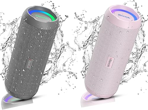Miniatura 1 de RIENOK Paquete de 2 altavoces Bluetooth portátiles de 30 W emparejamiento dual estéreo estéreo HD sonido IPX7 impermeable deportes al aire libre