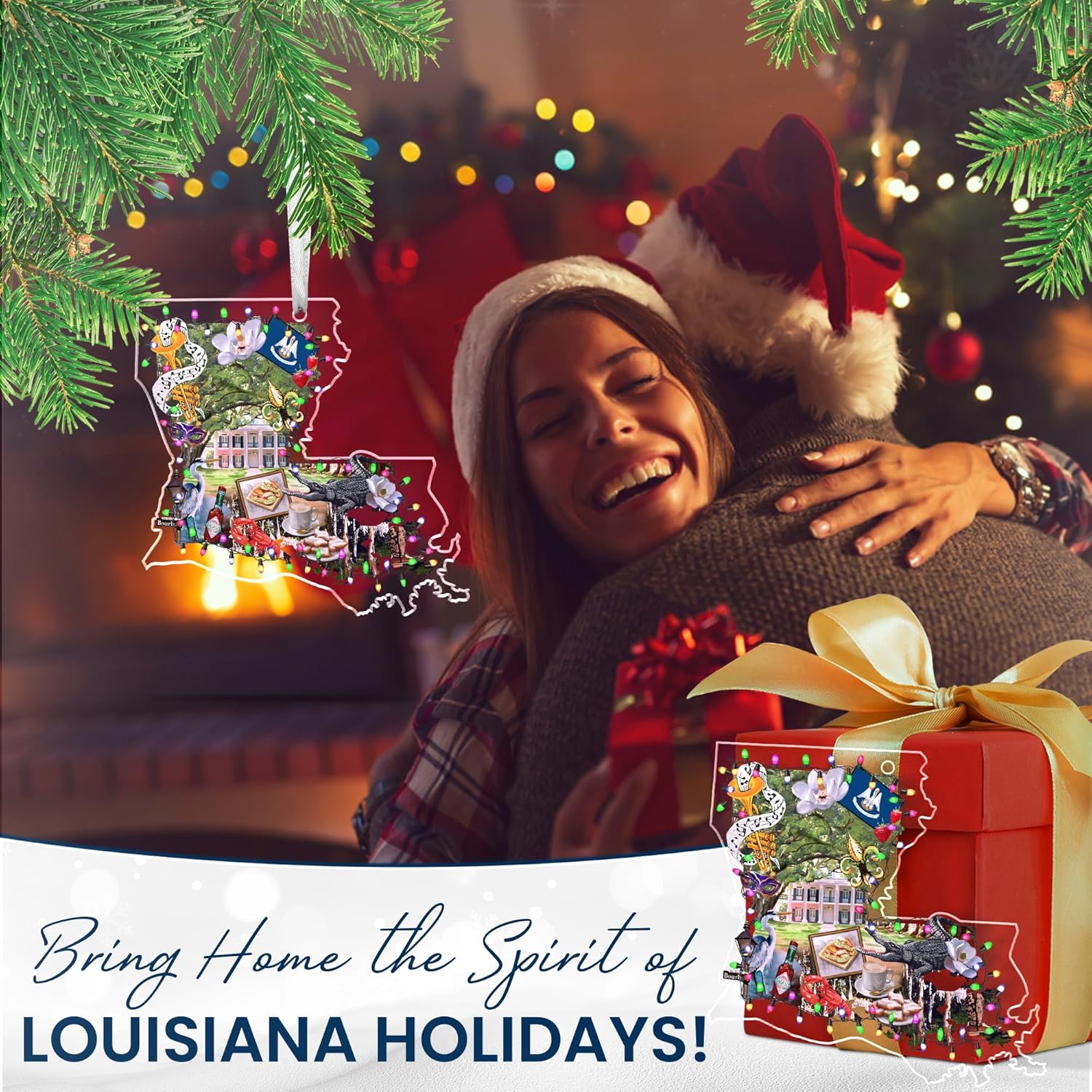 FLAGWIX Louisiana Gifts for Women Men - Acrylic Ornaments for Home Decor - Louisiana Souvenirs with New Orleans and Mardi Gras Decorations, Gifts for Mom Dad Friends - Image 2