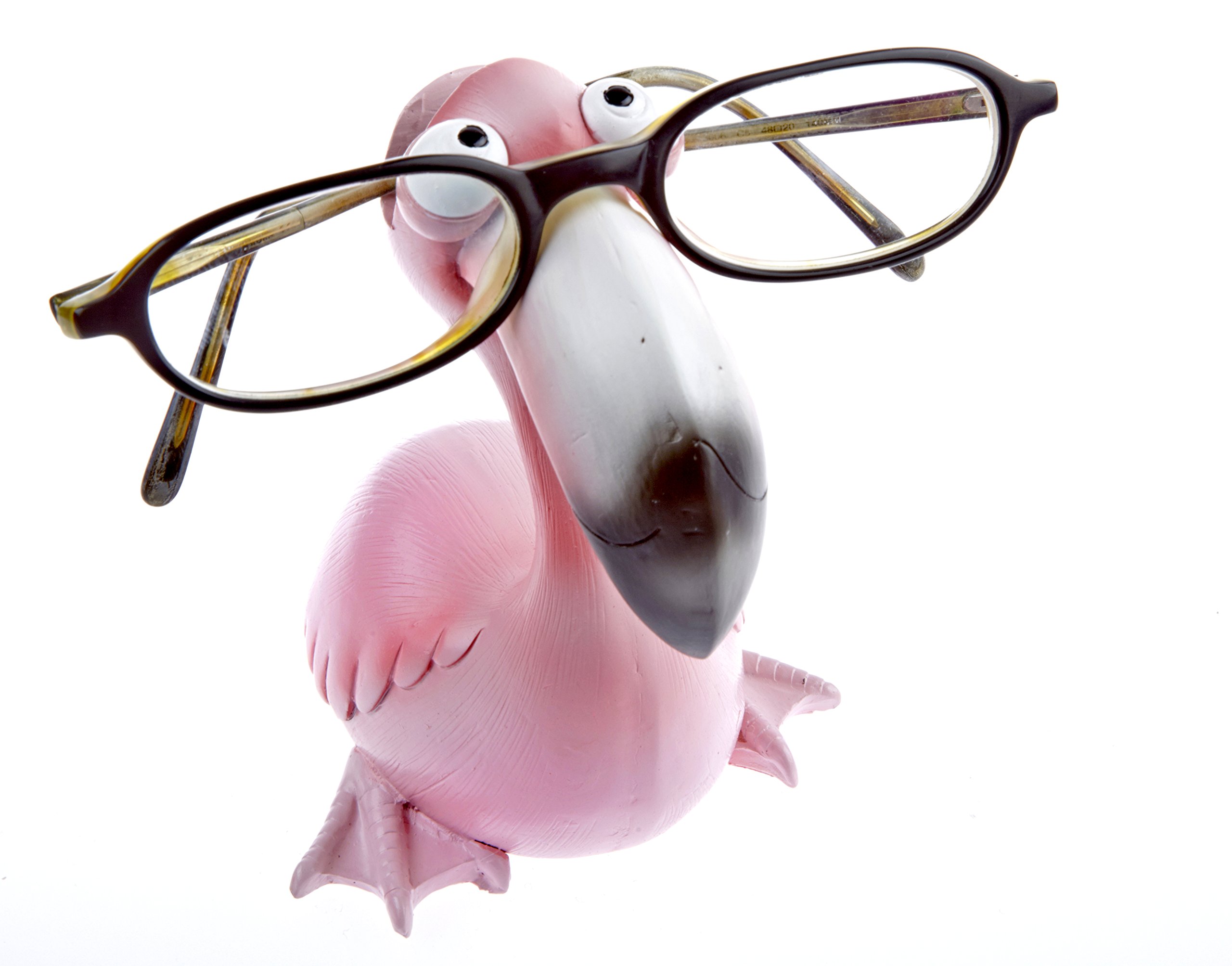 by-Bers glasses holder, bird design, really funny hand painted bird figurine, polyresin, gift for children and adults pink