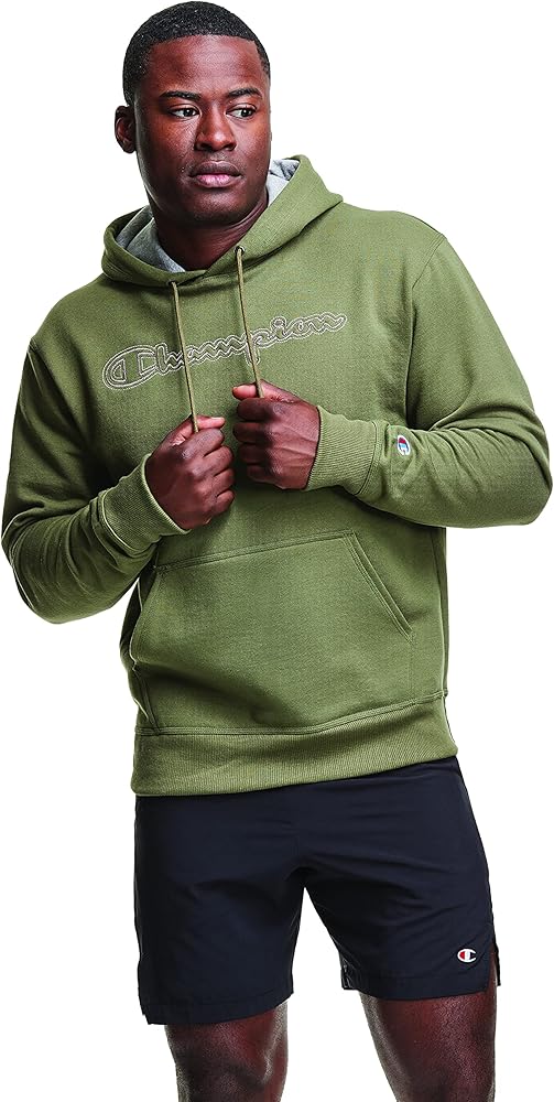 Champion Men's Powerblend Fleece Hoodie, Outline Script