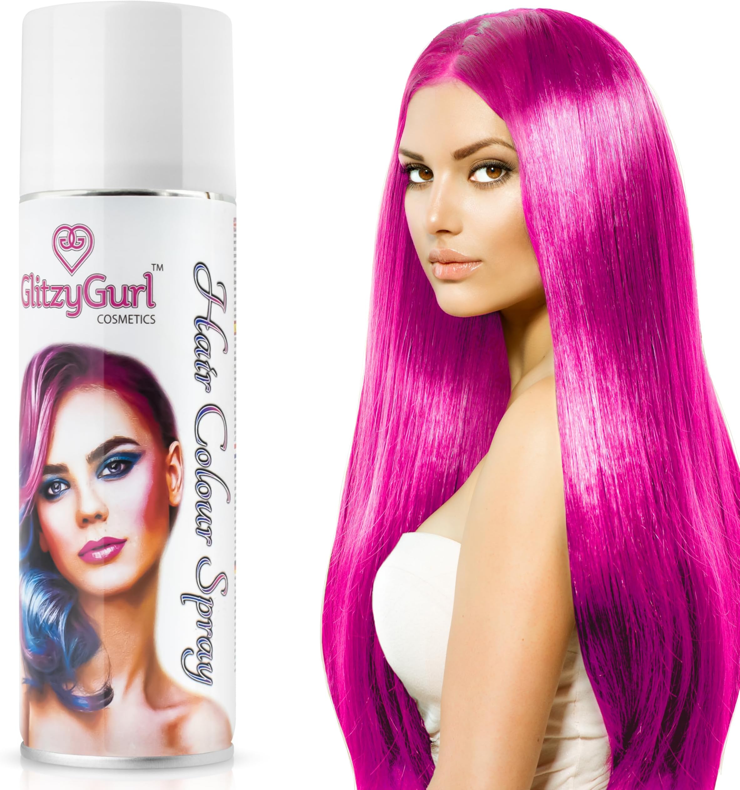 Hair Colour Spray 125ml Temporary Hair Kids Adults Halloween Temporary Dye Made in UK (Fluo Pink)